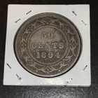  1894 Canadian 50 Cents Rare Silver Coin Queen Victoria