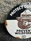 Vintage Forest Service Sign - Smokey The Bear Porcelain Gas Station Pump Sign