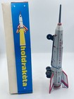 Vtg Tin Friction Moon Rocket Toy W box Holdraketa Hungary 60s Style  Works 15 5 