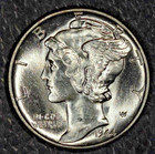 1944-d Mercury Dime  Superb Gem Bu  Fb  Full Bands  Pretty Toning