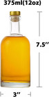 Clear Glass Bottles 12 Oz - 375ml  pack Of 12  For Wine Beverages Drinks Oil Vin