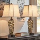 Vintage Carved 27  Table Lamp Set - Usb-c a Ports   Night Light  set Of 2 