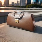 Vtg Shell Brown Doctor Bag Top Grain Cowhide Pebbled Leather Medical Scientist 