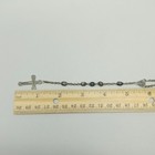 Vintage Wood Bead Rosary Silver Tone Cross Crucifix 24 Inch Long Italy