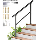 4-step Outdoor Stair Railing  Black Wrought Iron Handrail For 2 To 3 Steps