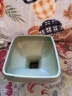 Vintage Floraline Green W brown Speckled Pedestal Square Planter 5 5  Tall