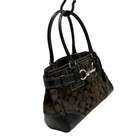 Auth Coach Signature F10245 Dark Brown Jacquard Leather - Tote Bag