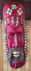 Hand Carved African Red Tribal Mask Wooden Wall Art Vintage Ethnic Decor 12   