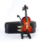 Wooden Miniature Violin With Stand  Bow And Case Mini Violin Musical Instrume   