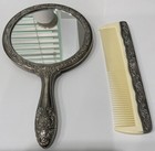 Vintage Ladies Silver Plated Mirror And Comb Set