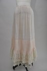 Antique 1900s Pale Pink   Creamy White Lace Petticoat Slip Skirt Romantic Xs