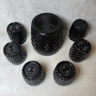 Vintage 1960s Tiara Indian Black Diamond Point Glass 6small Cups   Ice Bucket