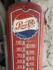 Vintage Pepsi Cola Red Tin Thermometer Sign 27   x8 25    Soda Advertise Works Look 