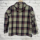 Lands End Jacket Youth M 10-12 Plaid 1 4 Zip Pullover Hooded Windbreaker