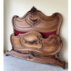Antique French Rococo Louis Xv Full Size Walnut Headboard Footboard   Side Rails
