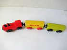 Vintage Wooden Train Engine And 2 Cars Compatible With Brio   Thomas