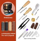 Leather Waxed Thread Stitching Needles Awl Hand Tools Kit For Diy Sewing Repair