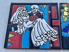 Pair Talavera Tile Day Of The Dead 6  Skeleton Newlyweds Flowers Trivet