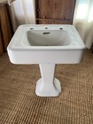 Antique  Vintage Crane Cast Iron Porcelain Pedestal Bathroom Sink 1930   s