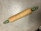 Vintage Wood Rolling Pin Green Painted Handles 2 5  X 17    1930-1940 Farmhouse