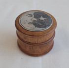 Turned Wooden Covered Trinket Box Moon   Star Aluminum Art Engraving
