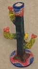 Vintage Tree Of Life Mexican Folk Art Pottery With Birds Candle Holder