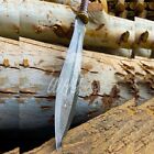 Beautiful Javelin-short Spear-high Carbon Damascus Steel With Leather Sheath 36 