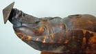 Large Chinese Vintage Asian Man On Boat Incense Burner Hand Carved In Bamboo