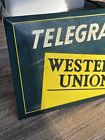 Vintage Genuine Western Union Telegraph Here Sign Good Condition