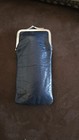 Vintage Kiss Lock Coin Purse Or Eyeglasses Case Only Blue Animal Print  