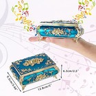  Vintage Music Box Metal Musical Jewelry Box Keepsake Box  Small Trinket Blue