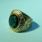 Vtg 1930 s Girl Scout 10k Gold Filled Ring - Green Stone   G s  Trefoil On Sides