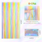 4 Pack Rainbow Foil Fringe Curtain Backdrop With 1 Tablecloth  Colorful Fringe 