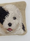 Vtg Needlepoint Dog Pillow Old English Sheepdog sheepadoodle Black White 7 x7 