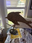 Wicker Dolphin Figurine On Stand - Wicker Animal Figurine Decor