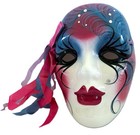 1980s Ceramic Design New Orleans Art Deco Mardi Gras Lady Face Wall Mask  read 