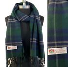 New Winter Warm 100  Cashmere Scarf Made In England Plaid Forest Blue Camel