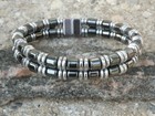100  Silver N Black Magnetic Hematite Bracelet Anklet 2 Row