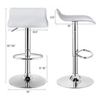 2 Swivel Bar Stools Height Adjustable Backless Pu Leather Chrome Base White