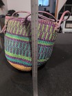 African Ghana Bolga Market Basket Purse Hand-woven Leather Handle