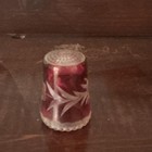 Vintage Original Red white Glass Sewing Thimble  Etched Floral  West Germany