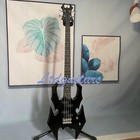 Black Electric Bass Guitar Special Spider Chrome Hardware 4 Pickups Dot Inlay