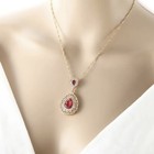 Latest Trendy Red Women Ruby Charm Necklace Jewellery Set Earrings Uk Chain
