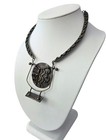 Vintage Antique Native Brutalist Ethnic Metal Choker Necklace Aztec Handmade