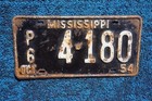 1954 Mississippi License Plate