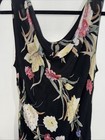 Vtg Eva Blue Sz 16 14 xl Beaded Floral Cowl-neck Maxi Dress Y2k  Tallgirl