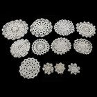24 Pcs Handmade Crochet Lace Doilies     Vintage Round Placemats  12 White beige