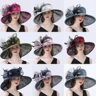 Women Wide Brim Organza Church Kentucky Derby Hat Bridal Tea Party Wedding Cap