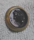 Vintage Antique Metal   Glass Picture Button Lady Cameo Head