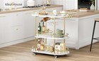 Gold Bar Cart With Wheels  3-tier Serving Cart For Kitchen   Living Room